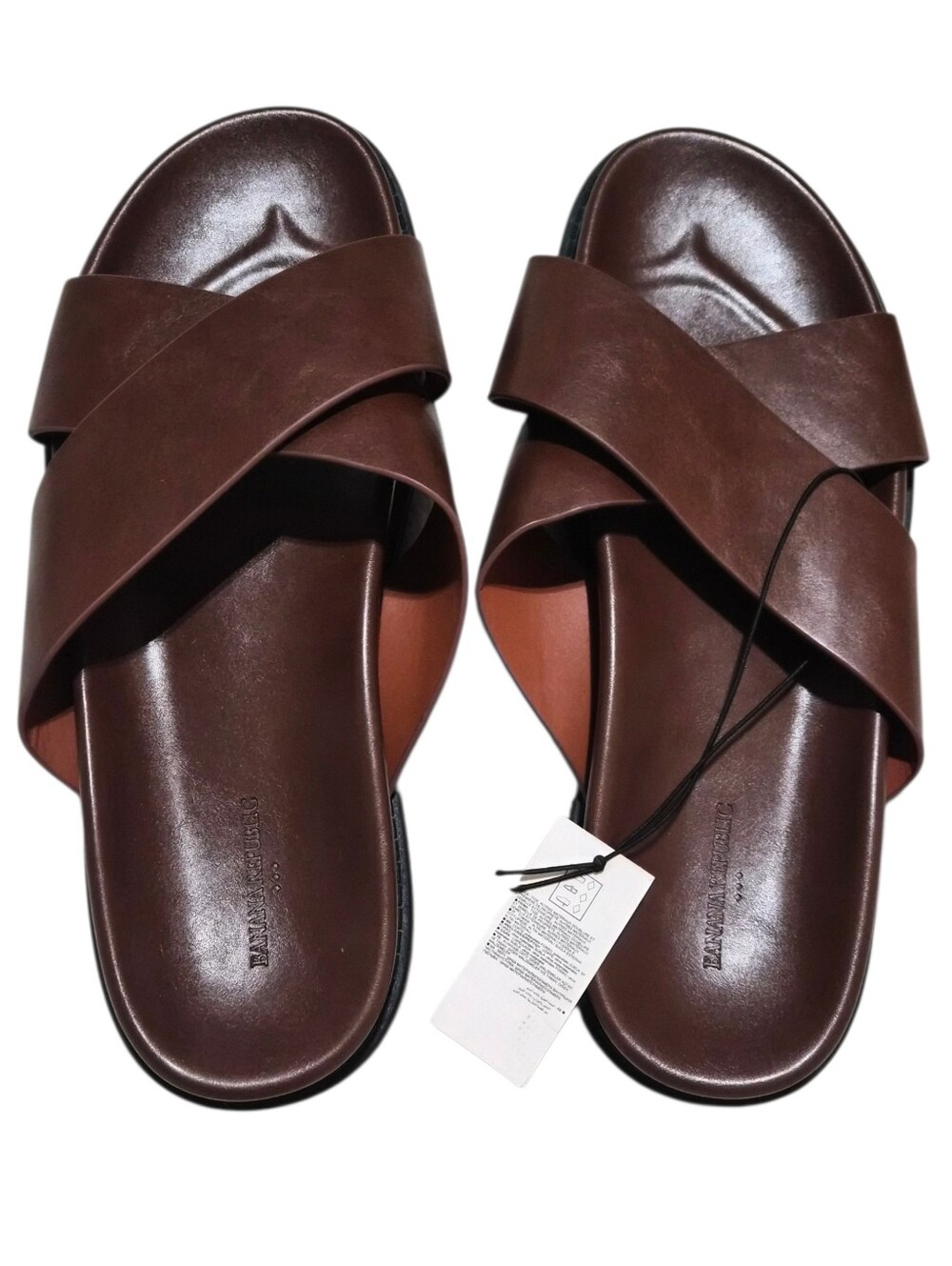 Banana Republic Men’s Nick Leather Slide Sandals Dark Brown Size 10.5